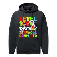 Level 100 Days Of School Completed Funny 100th Day Gaming Performance Fleece Hoodie