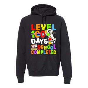 Level 100 Days Of School Completed Funny 100th Day Gaming Premium Hoodie