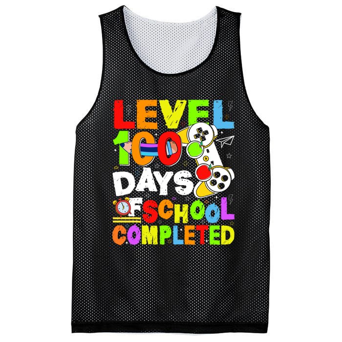 Level 100 Days Of School Completed Funny 100th Day Gaming Mesh Reversible Basketball Jersey Tank