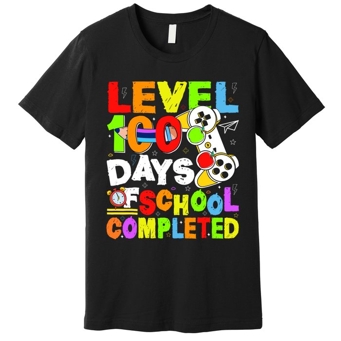 Level 100 Days Of School Completed Funny 100th Day Gaming Premium T-Shirt