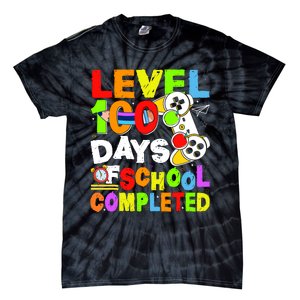 Level 100 Days Of School Completed Funny 100th Day Gaming Tie-Dye T-Shirt