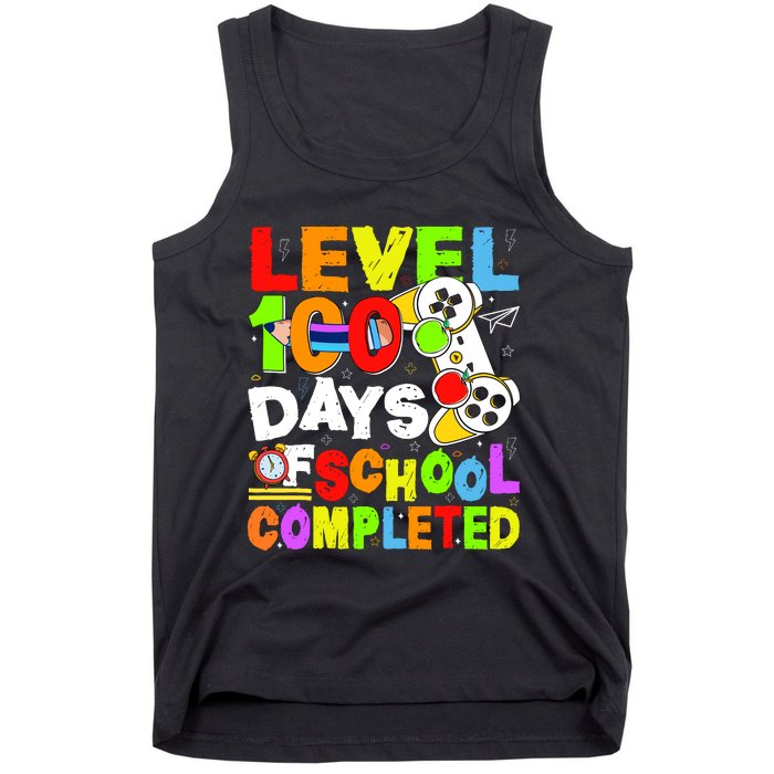 Level 100 Days Of School Completed Funny 100th Day Gaming Tank Top