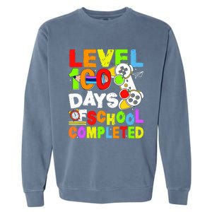 Level 100 Days Of School Completed Funny 100th Day Gaming Garment-Dyed Sweatshirt