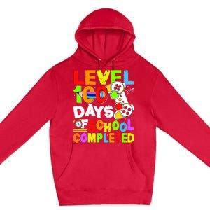 Level 100 Days Of School Completed Funny 100th Day Gaming Premium Pullover Hoodie