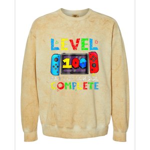 Level 100 Days Of School Complete Gamer Video Games Boy Colorblast Crewneck Sweatshirt