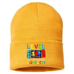 Level 100 Days Of School Complete Gamer Video Games Boy Sustainable Knit Beanie