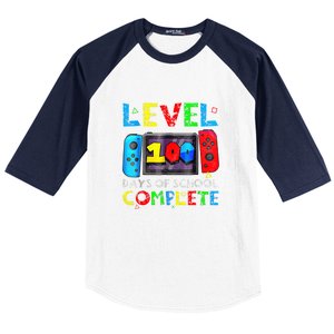 Level 100 Days Of School Complete Gamer Video Games Boy Baseball Sleeve Shirt