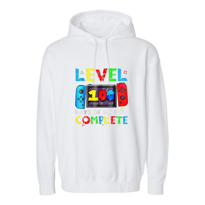 Level 100 Days Of School Complete Gamer Video Games Boy Garment-Dyed Fleece Hoodie