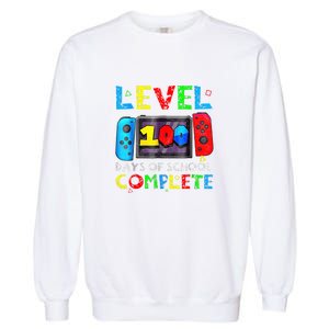 Level 100 Days Of School Complete Gamer Video Games Boy Garment-Dyed Sweatshirt