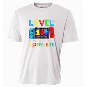 Level 100 Days Of School Complete Gamer Video Games Boy Cooling Performance Crew T-Shirt