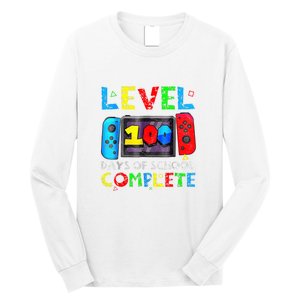 Level 100 Days Of School Complete Gamer Video Games Boy Long Sleeve Shirt