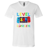 Level 100 Days Of School Complete Gamer Video Games Boy V-Neck T-Shirt