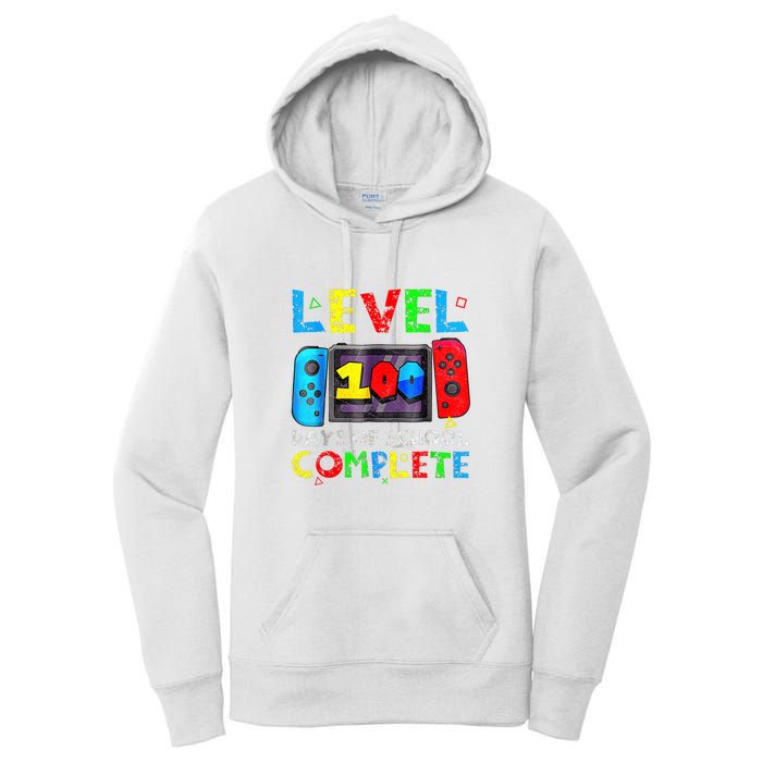 Level 100 Days Of School Complete Gamer Video Games Boy Women's Pullover Hoodie