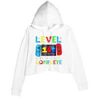 Level 100 Days Of School Complete Gamer Video Games Boy Crop Fleece Hoodie