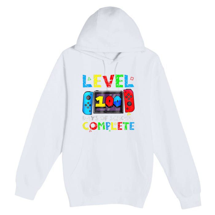 Level 100 Days Of School Complete Gamer Video Games Boy Premium Pullover Hoodie