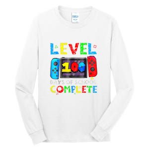 Level 100 Days Of School Complete Gamer Video Games Boy Tall Long Sleeve T-Shirt