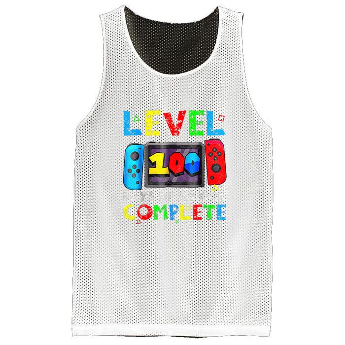 Level 100 Days Of School Complete Gamer Video Games Boy Mesh Reversible Basketball Jersey Tank