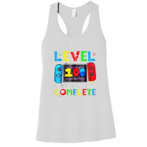 Level 100 Days Of School Complete Gamer Video Games Boy Women's Racerback Tank