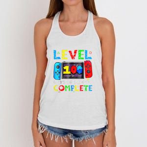 Level 100 Days Of School Complete Gamer Video Games Boy Women's Knotted Racerback Tank