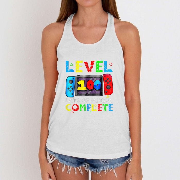 Level 100 Days Of School Complete Gamer Video Games Boy Women's Knotted Racerback Tank