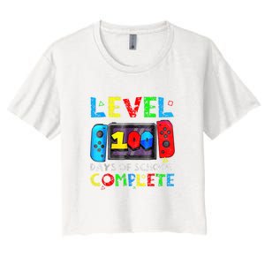 Level 100 Days Of School Complete Gamer Video Games Boy Women's Crop Top Tee