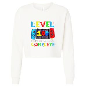 Level 100 Days Of School Complete Gamer Video Games Boy Cropped Pullover Crew