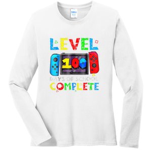 Level 100 Days Of School Complete Gamer Video Games Boy Ladies Long Sleeve Shirt