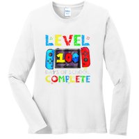 Level 100 Days Of School Complete Gamer Video Games Boy Ladies Long Sleeve Shirt