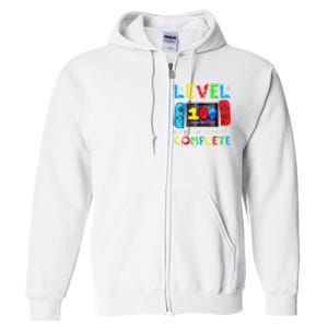 Level 100 Days Of School Complete Gamer Video Games Boy Full Zip Hoodie