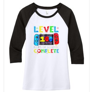 Level 100 Days Of School Complete Gamer Video Games Boy Women's Tri-Blend 3/4-Sleeve Raglan Shirt