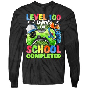 Level 100 Days Of School Completed Video Games Gamer Tie-Dye Long Sleeve Shirt