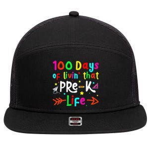 Living 100 Days Of School Pre K Life Teachers 7 Panel Mesh Trucker Snapback Hat