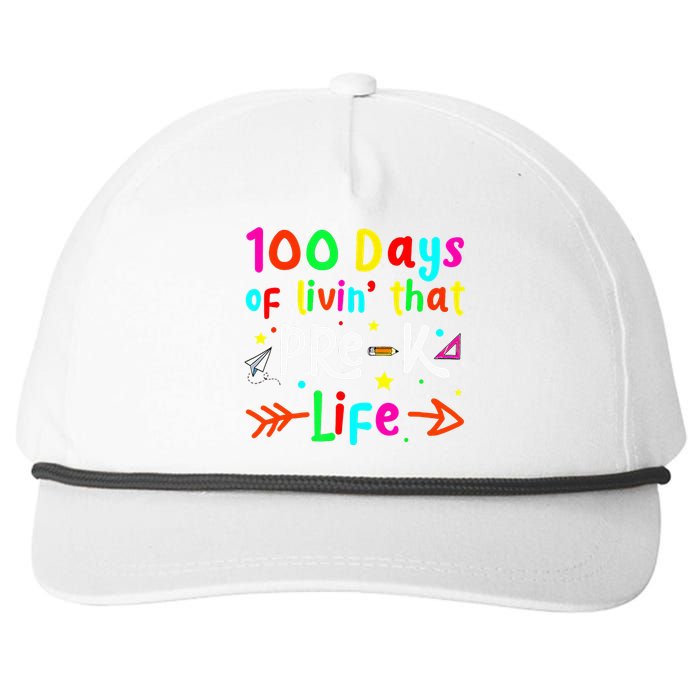 Living 100 Days Of School Pre K Life Teachers Snapback Five-Panel Rope Hat