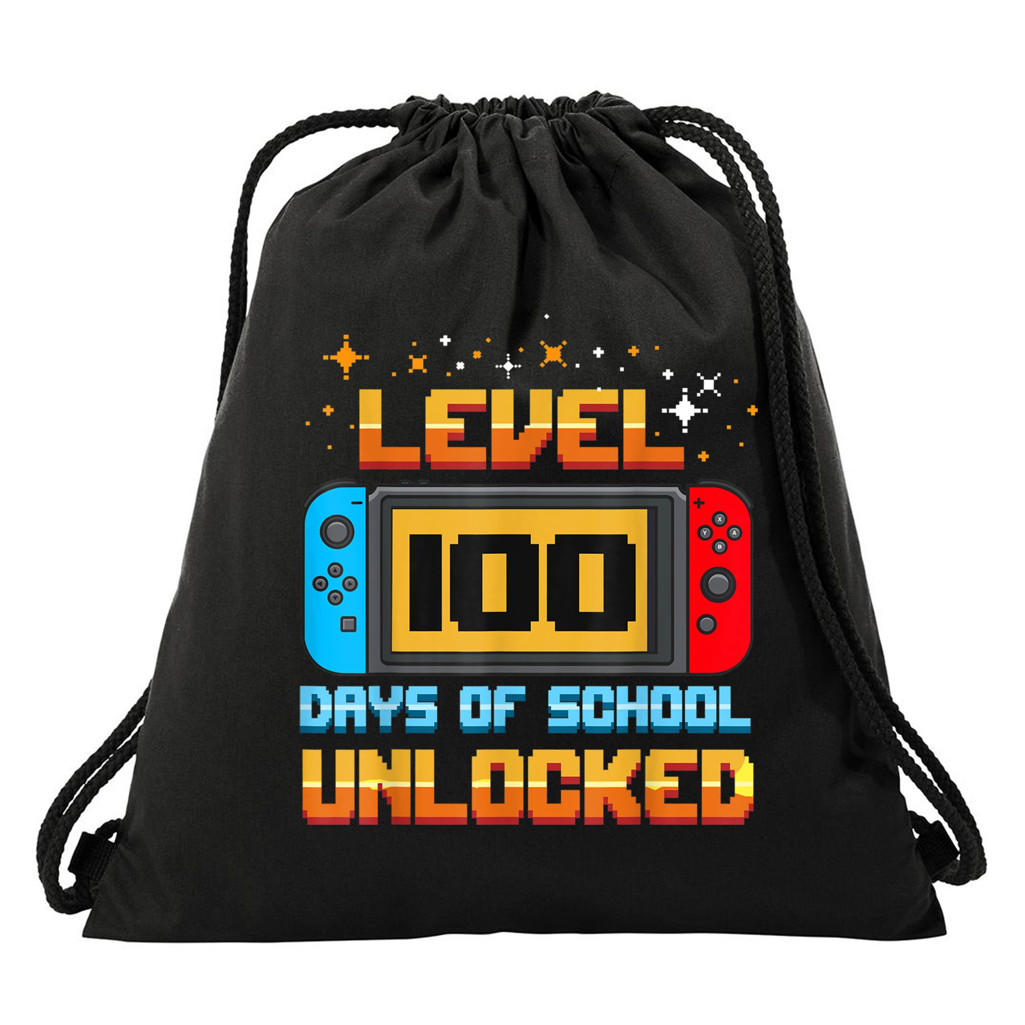 Level 100 Days Of School Unlocked Gamer Funny 100th Day. Drawstring Bag