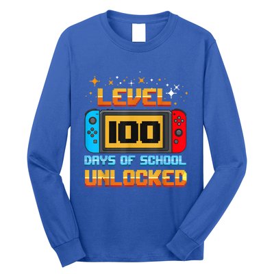 Level 100 Days Of School Unlocked Gamer Funny 100th Day. Long Sleeve Shirt