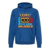 Level 100 Days Of School Unlocked Gamer Funny 100th Day. Premium Hoodie