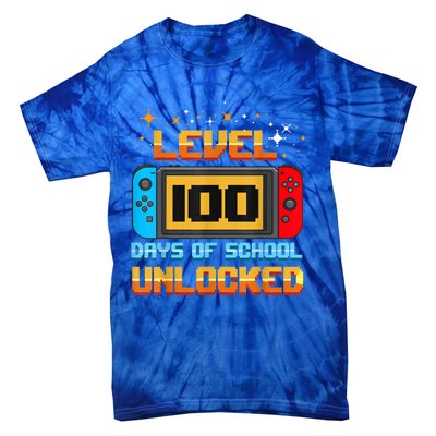 Level 100 Days Of School Unlocked Gamer Funny 100th Day. Tie-Dye T-Shirt