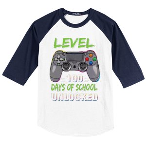 Level 100 Days Of School Unlocked Video Game Controller Baseball Sleeve Shirt