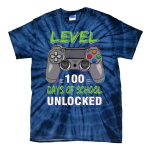 Level 100 Days Of School Unlocked Video Game Controller Tie-Dye T-Shirt