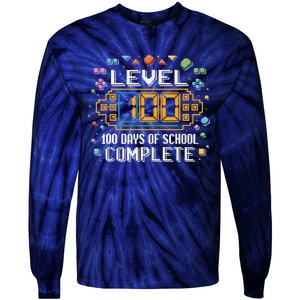 Level 100 Days Of School Complete Funny Gamer Tie-Dye Long Sleeve Shirt