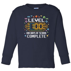 Level 100 Days Of School Complete Funny Gamer Toddler Long Sleeve Shirt