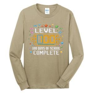 Level 100 Days Of School Complete Funny Gamer Tall Long Sleeve T-Shirt