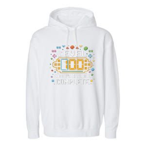 Level 100 Days Of School Complete Funny Gamer Garment-Dyed Fleece Hoodie