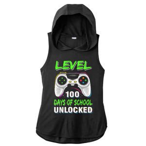 Level 100 Days Of School Unlocked Gamer Video Games Ladies PosiCharge Tri-Blend Wicking Draft Hoodie Tank