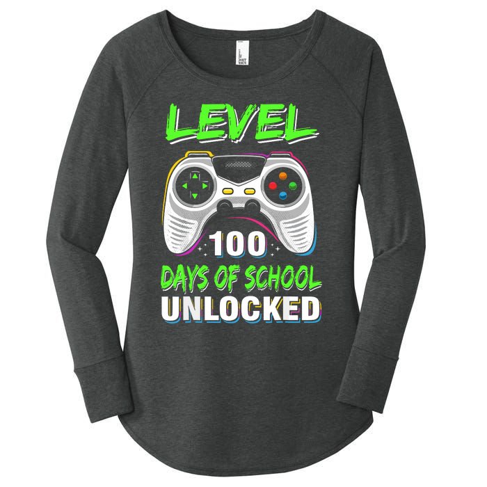 Level 100 Days Of School Unlocked Gamer Video Games Women's Perfect Tri Tunic Long Sleeve Shirt