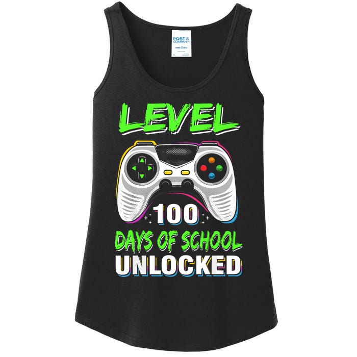 Level 100 Days Of School Unlocked Gamer Video Games Ladies Essential Tank