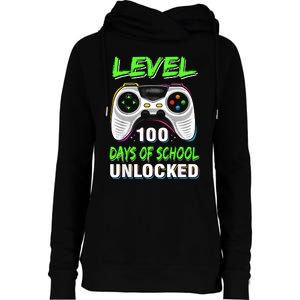 Level 100 Days Of School Unlocked Gamer Video Games Womens Funnel Neck Pullover Hood