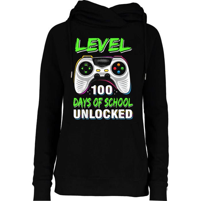 Level 100 Days Of School Unlocked Gamer Video Games Womens Funnel Neck Pullover Hood