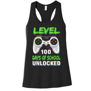 Level 100 Days Of School Unlocked Gamer Video Games Women's Racerback Tank