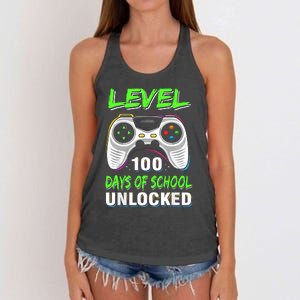 Level 100 Days Of School Unlocked Gamer Video Games Women's Knotted Racerback Tank